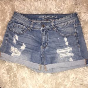 Light wash denim shorts